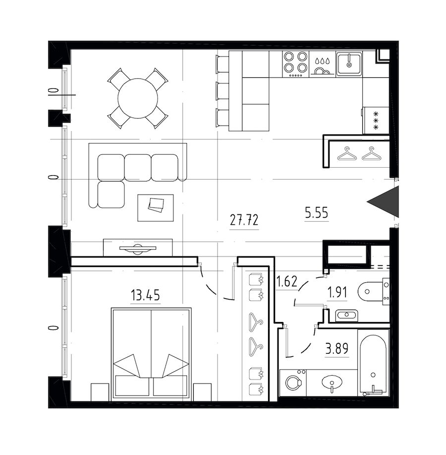1-комнатная квартира 54.14 м², 9/9 эт., ЖК «LEGENDA Малоохтинский 68»